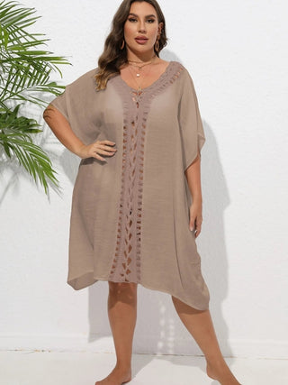 Chastity Crochet Trim V-Neck Beach Cover Up Dress