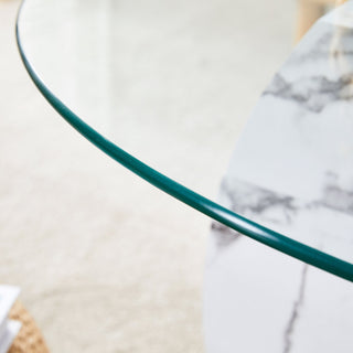 Marble & Wood Double Layer Coffee Table