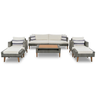 6-Pieces All Weather Outdoor Wicker Sofa Set