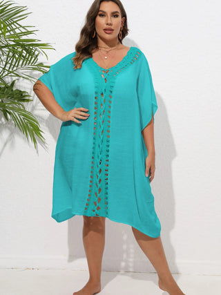 Chastity Crochet Trim V-Neck Beach Cover Up Dress