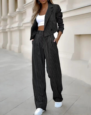 Kova Cropped Pinstripe Suit Set