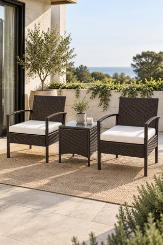 Corsica 3-Piece Rattan Coffee Table Sofa Set