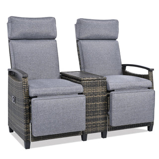 Wicker Patio Recliner Loveseat Chair