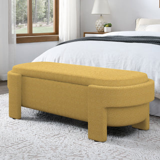 Linen Fabric Upholstered Bench