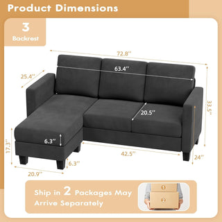 Sectional Sofa with Removable Cushions and Ottoman