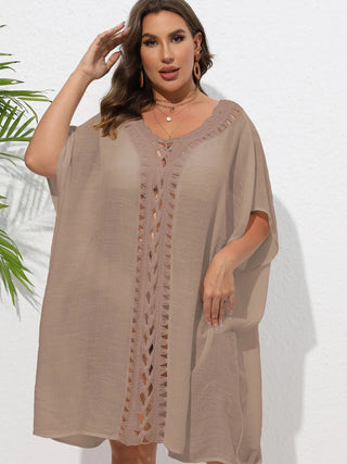 Chastity Crochet Trim V-Neck Beach Cover Up Dress