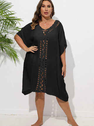 Chastity Crochet Trim V-Neck Beach Cover Up Dress
