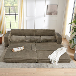 Ribbed Modular Compressed Sectional Sofa