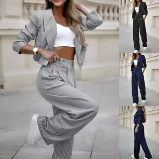 Kova Cropped Pinstripe Suit Set