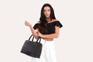 Laguna Pebbled Leather Tote in Black – view 7