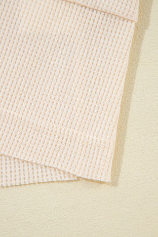 Waffle Knit Collared Half Button Top