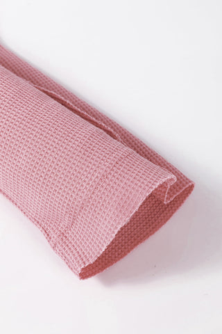 Waffle Knit Collared Half Button Top