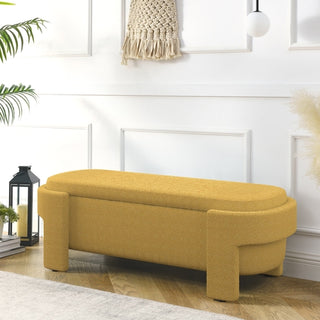 Linen Fabric Upholstered Bench
