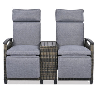 Wicker Patio Recliner Loveseat Chair