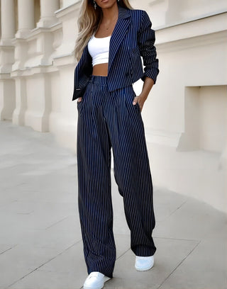 Kova Cropped Pinstripe Suit Set