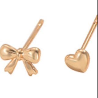 Bow Heart Stud Earrings Set