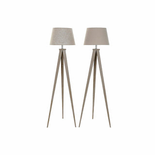 Tripod Pinewood & Linen Floor Lamp