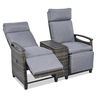 Wicker Patio Recliner Loveseat Chair