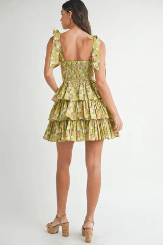 Grove Shoulder Tie Layered Mini Dress