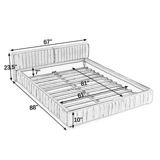 Modern Upholstered Bed Frame with Chenille Fabric