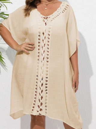 Chastity Crochet Trim V-Neck Beach Cover Up Dress