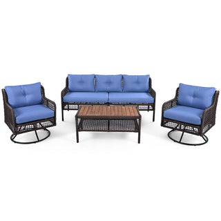 4 Pieces Patio Set w/ Swivel Chairs