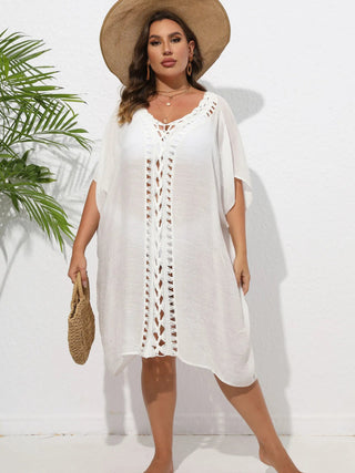 Chastity Crochet Trim V-Neck Beach Cover Up Dress