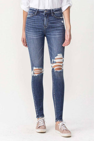High Rise Distressed Skinny Jeans