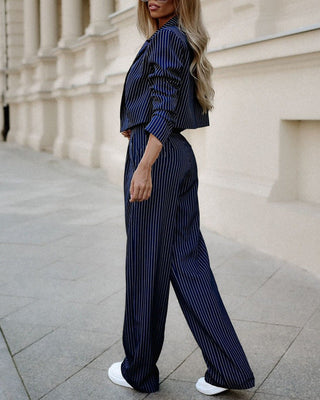 Kova Cropped Pinstripe Suit Set