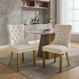 Modern Tufted Solid Wood Dining Chair Set of 2