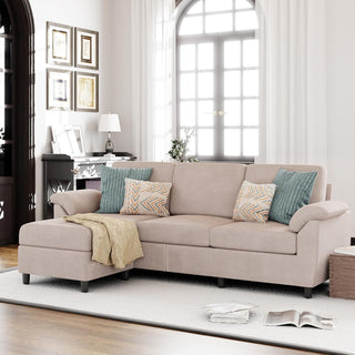 Linen Sectional Sofa with Pillows
