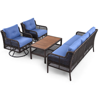 4 Pieces Patio Set w/ Swivel Chairs