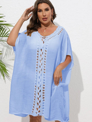 Chastity Crochet Trim V-Neck Beach Cover Up Dress