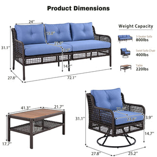 4 Pieces Patio Set w/ Swivel Chairs