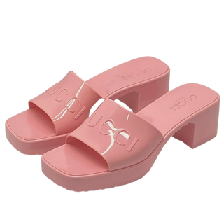 Gucci Rubber Logo Platform Slide Sandal