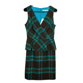 Trina Turk Plaid Check Peplum Dress