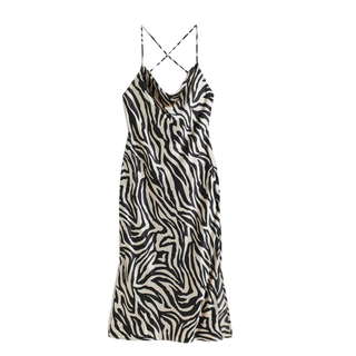 H&M Zebra Print Satin Slip Midi Dress