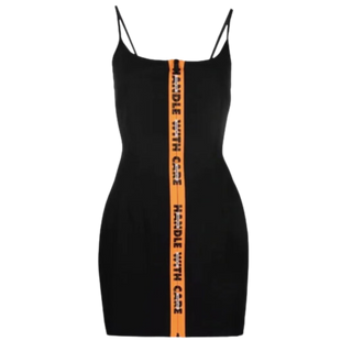 Heron Preston Leather Zip Front Mini Dress