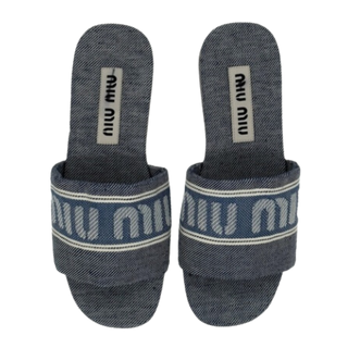 Miu Miu Jacquard Logo Slide Sandal