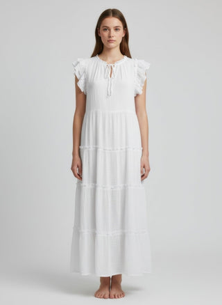 Julian Ruffle Cap-Sleeve Dress