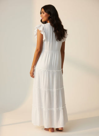 Julian Ruffle Cap-Sleeve Dress
