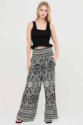 Port Moody Smocked Waist Floral Pants