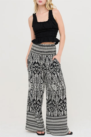 Port Moody Smocked Waist Floral Pants