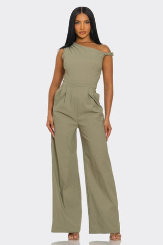 Cambria Knotted One-Shoulder Jumpsuit