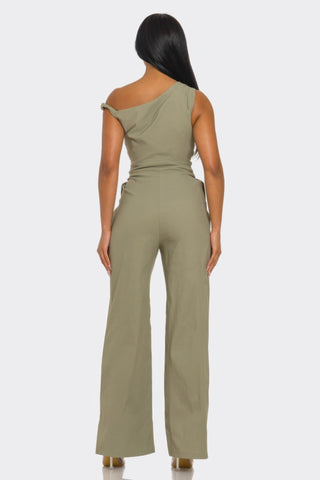 Cambria Knotted One-Shoulder Jumpsuit