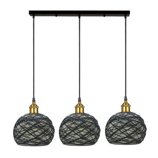 Triple Wicker Globe Pendant Ceiling Light Fixture