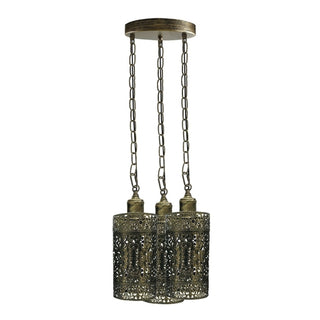 3-Head Barrel Cage Pendant Ceiling Light