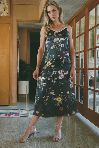 Carmel Bloom Silk Slip Dress