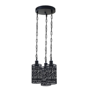 3-Head Barrel Cage Pendant Ceiling Light