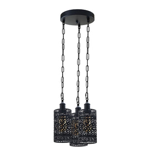 3-Head Barrel Cage Pendant Ceiling Light
